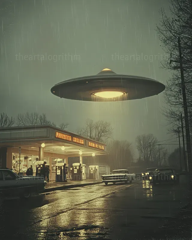 Vintage Ufo Sightings In Aged Film Style