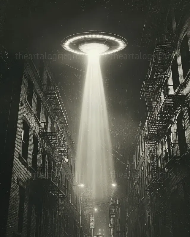 Vintage Ufo Sightings In Aged Film Style