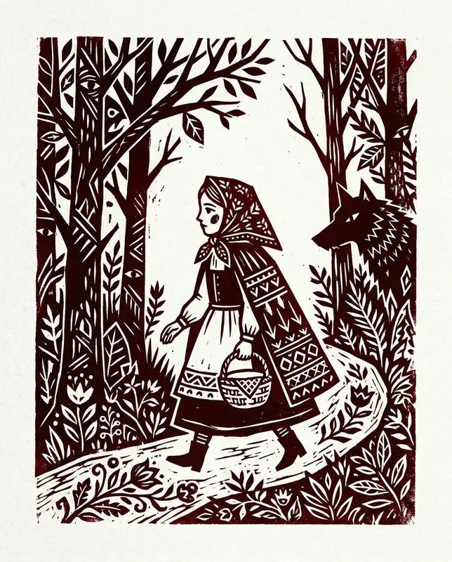 Dark Folklore Linocut Art Postcards