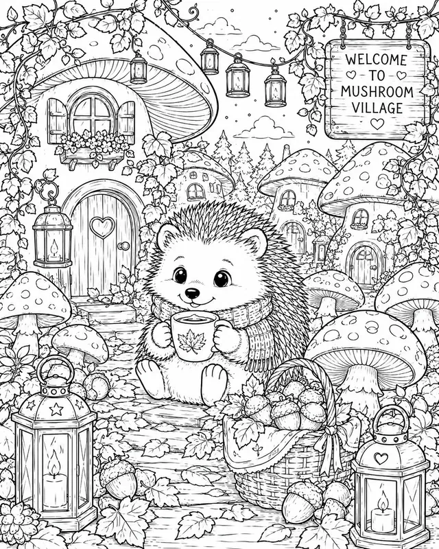 Cozy Fantasy Animal Coloring Pages
