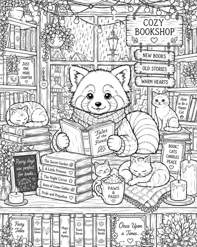 Cozy Fantasy Animal Coloring Pages