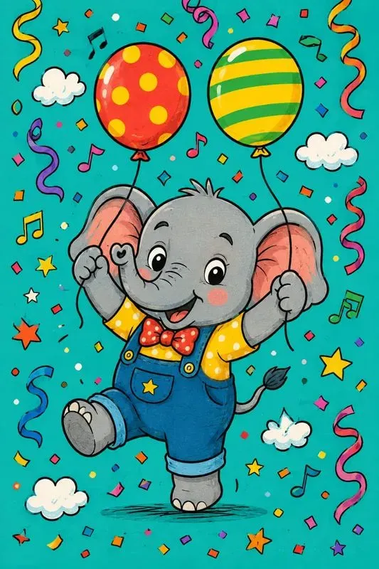 Playful Celebration Cartoon Art