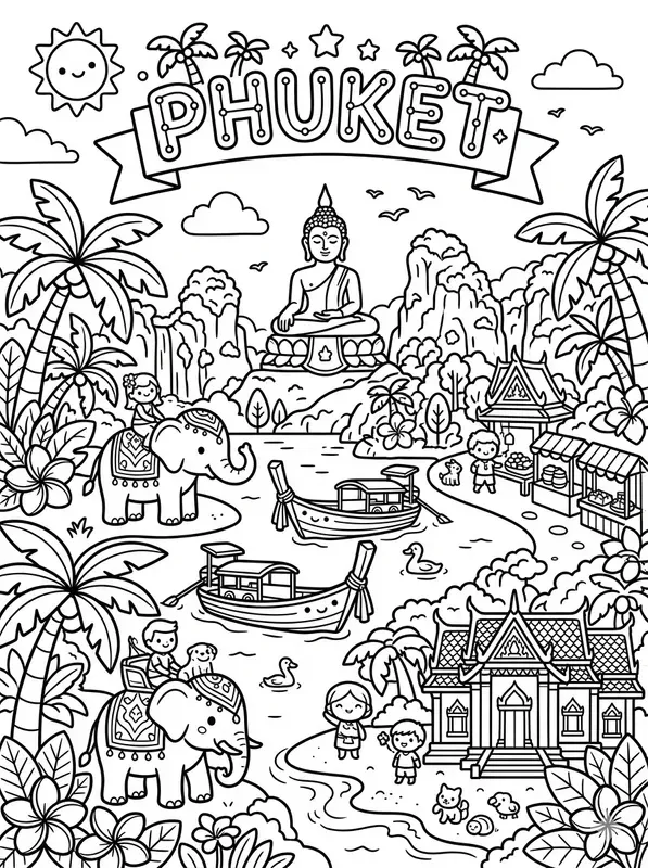 Kawaii Destination Coloring Book Pages