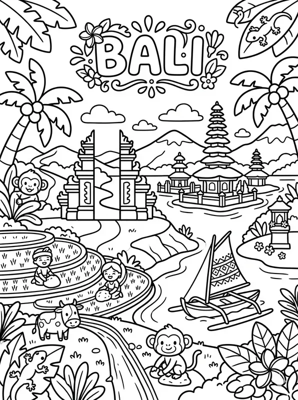 Kawaii Destination Coloring Book Pages