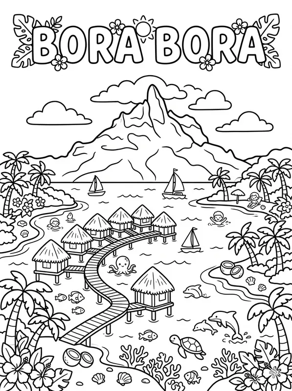 Kawaii Destination Coloring Book Pages