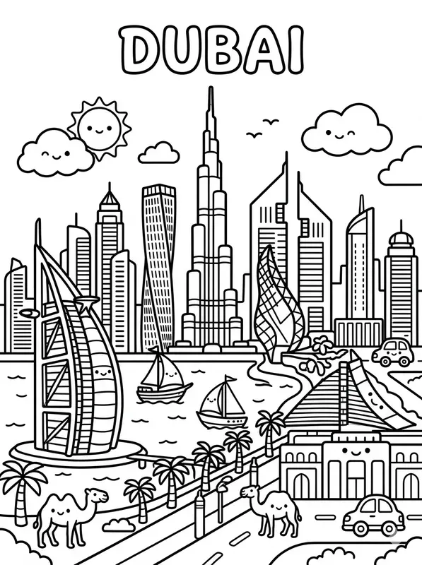 Kawaii Destination Coloring Book Pages