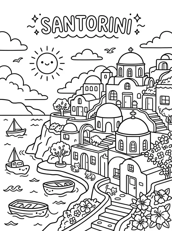 Kawaii Destination Coloring Book Pages