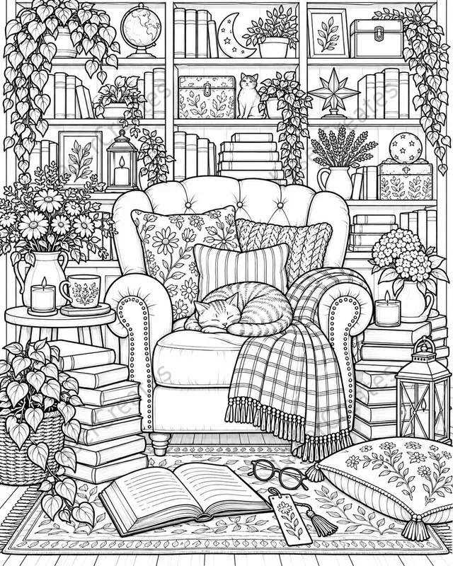Cozy Treasure Display Coloring Pages