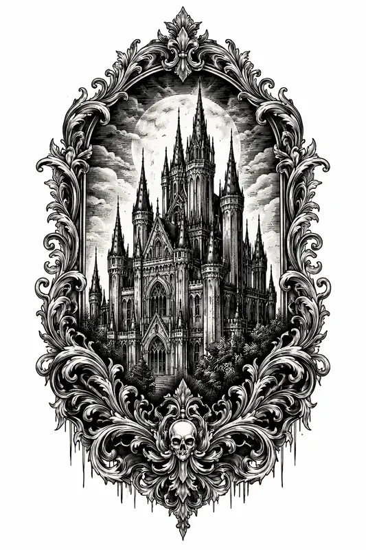 Baroque Gothic Castle Tattoos