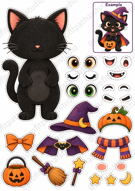 Halloween Cut Paste Character Kits