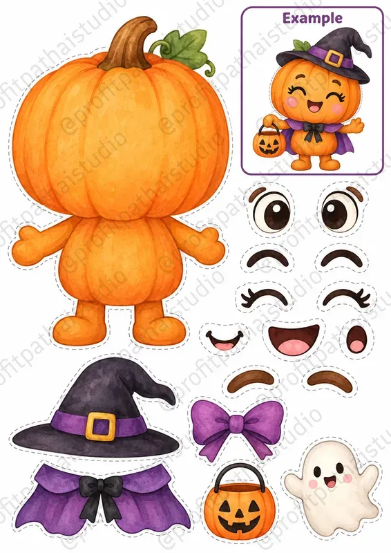 Halloween Cut Paste Character Kits