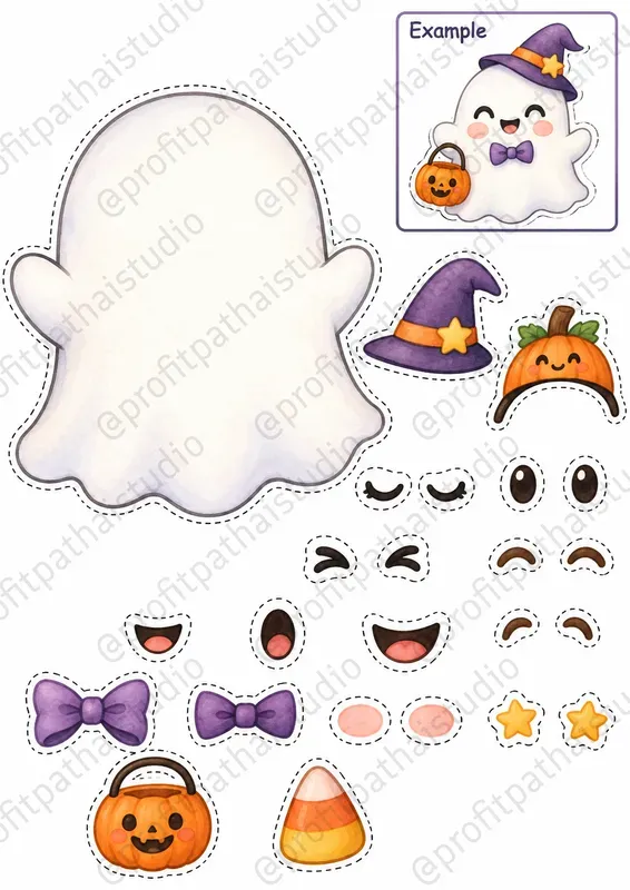 Halloween Cut Paste Character Kits