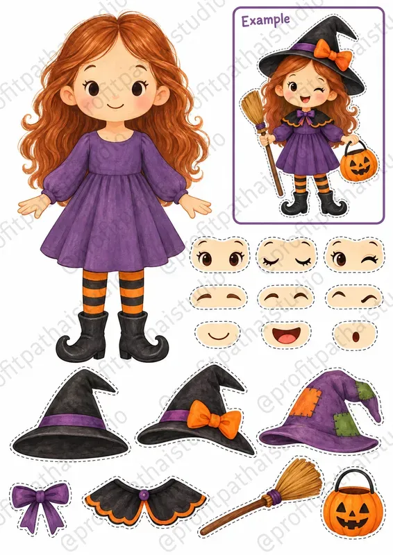 Halloween Cut Paste Character Kits