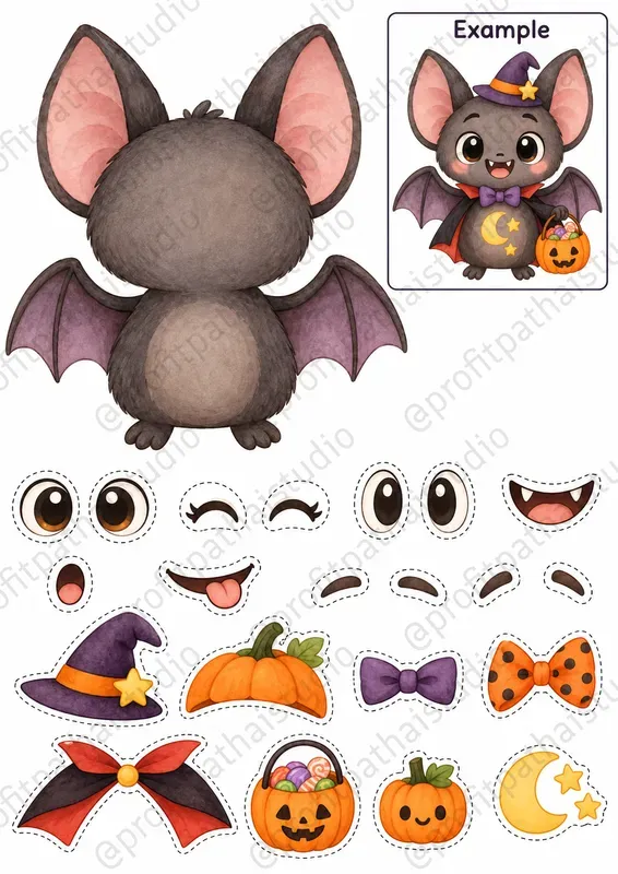 Halloween Cut Paste Character Kits