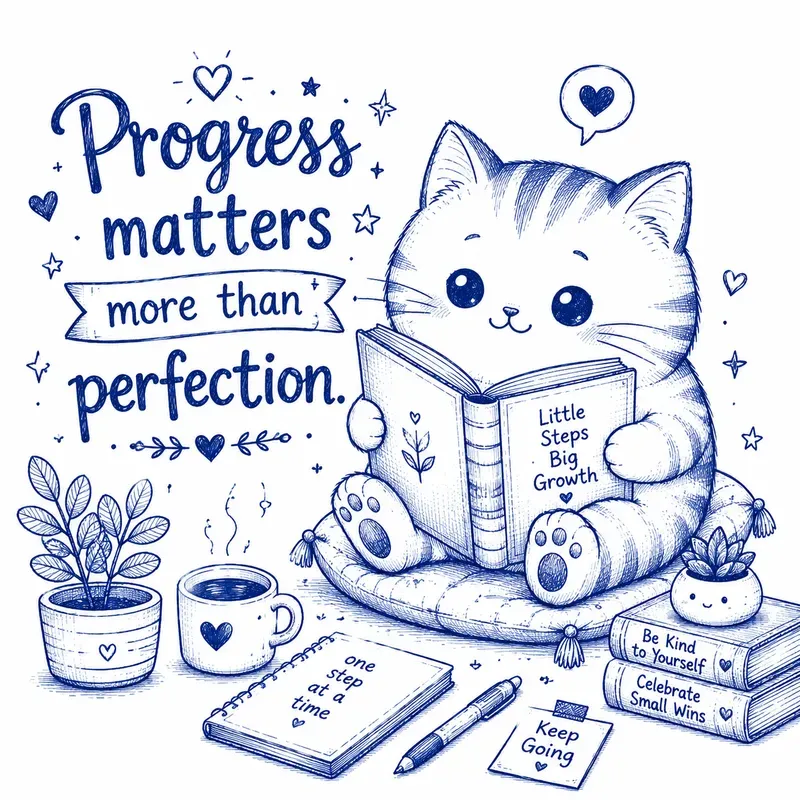 Cute Blue Pen Motivation Doodles