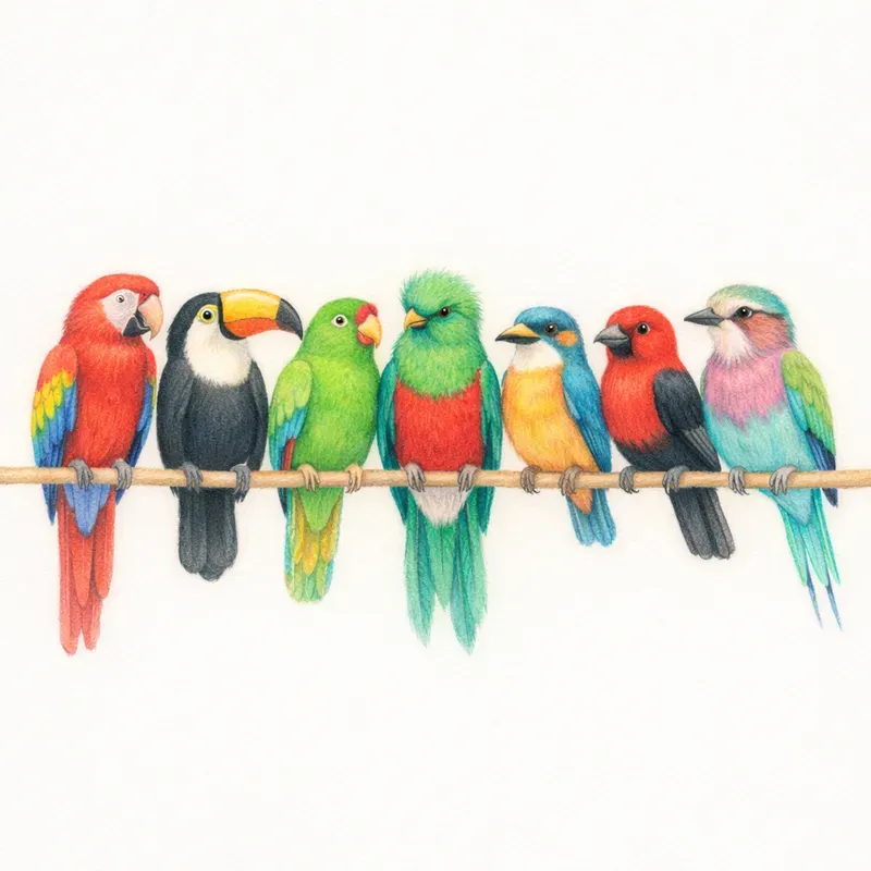 Colorful Bird Lineup Generator