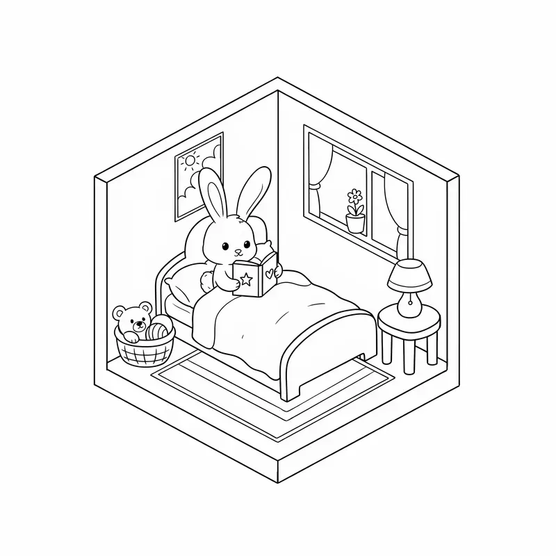 Isometric Animal Room Coloring Pages