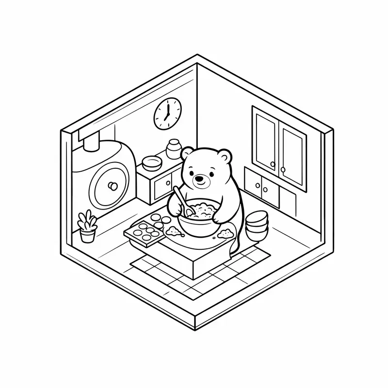 Isometric Animal Room Coloring Pages