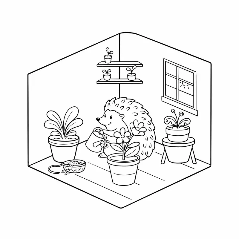 Isometric Animal Room Coloring Pages