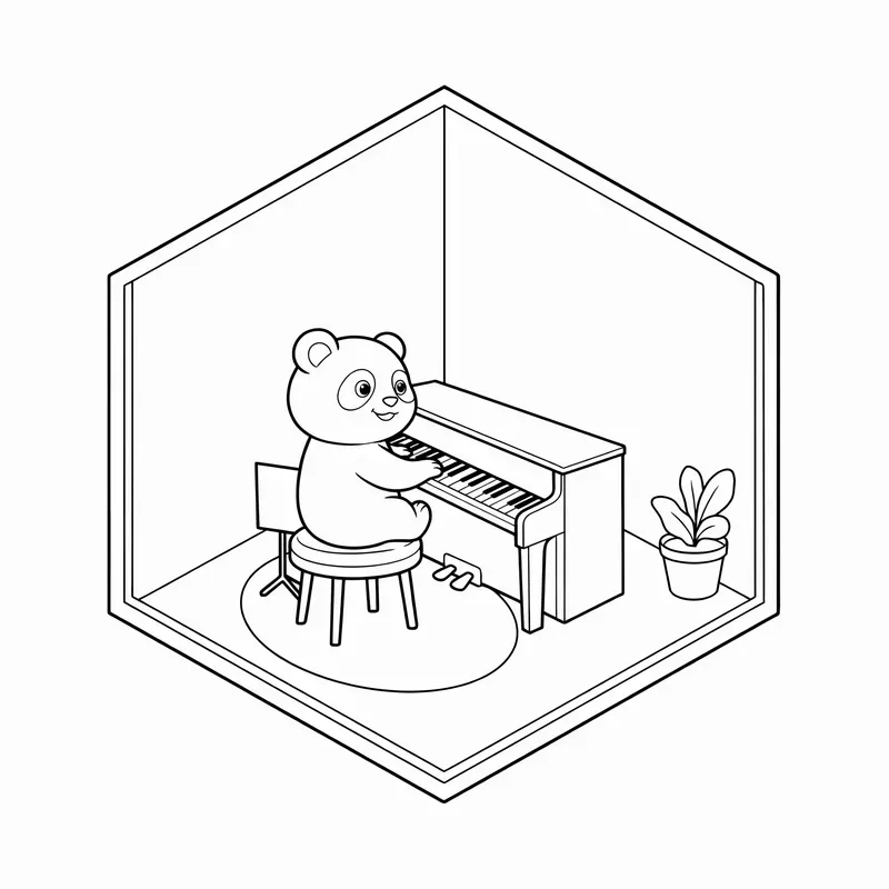Isometric Animal Room Coloring Pages