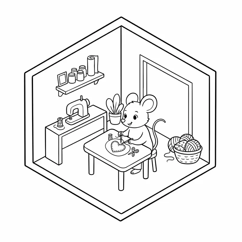 Isometric Animal Room Coloring Pages