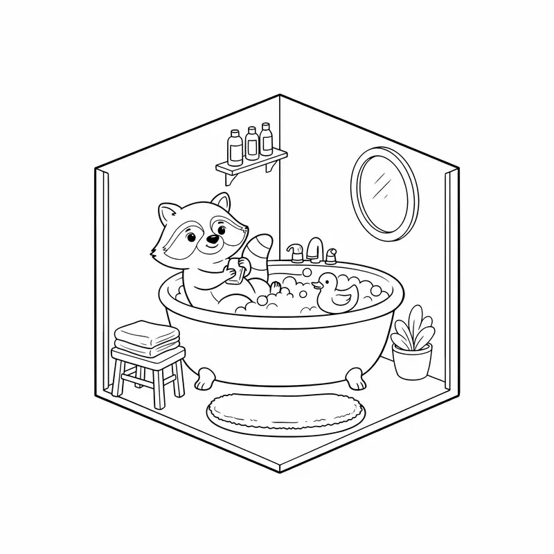 Isometric Animal Room Coloring Pages