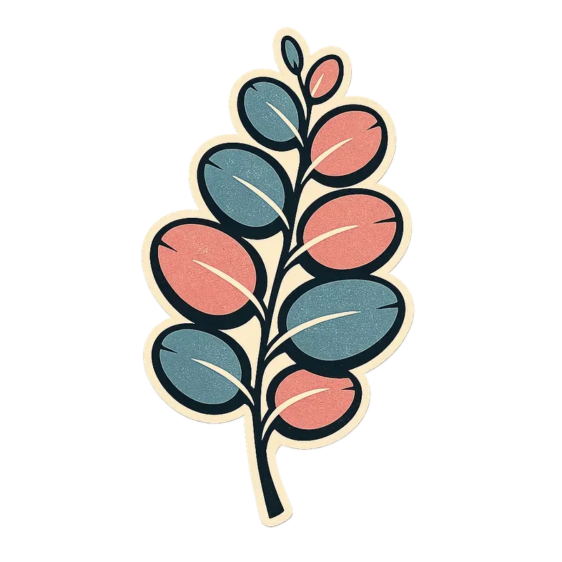 Retro Mcm Botanical Sticker Cliparts
