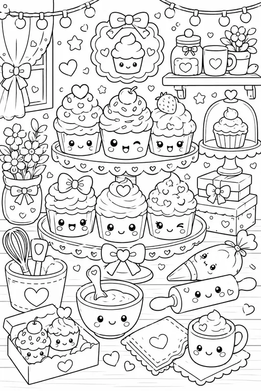 Kawaii Bakery Sweets Coloring
