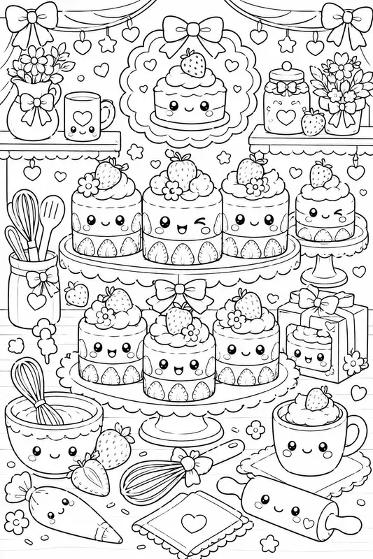Kawaii Bakery Sweets Coloring