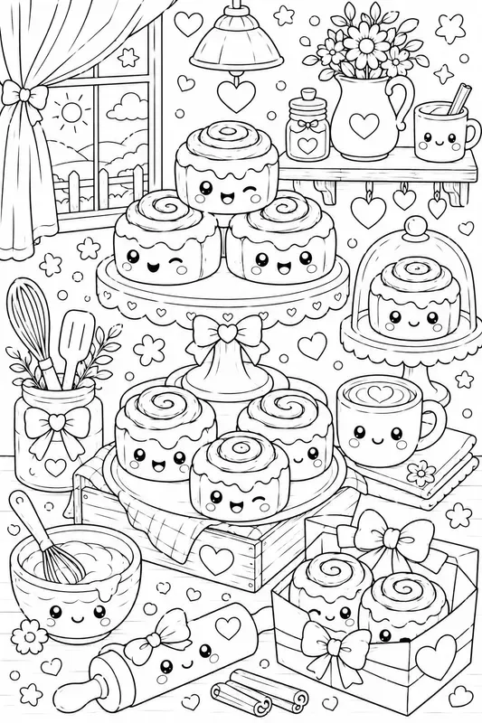 Kawaii Bakery Sweets Coloring