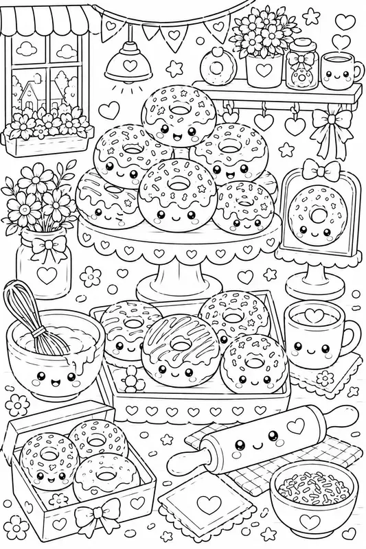 Kawaii Bakery Sweets Coloring