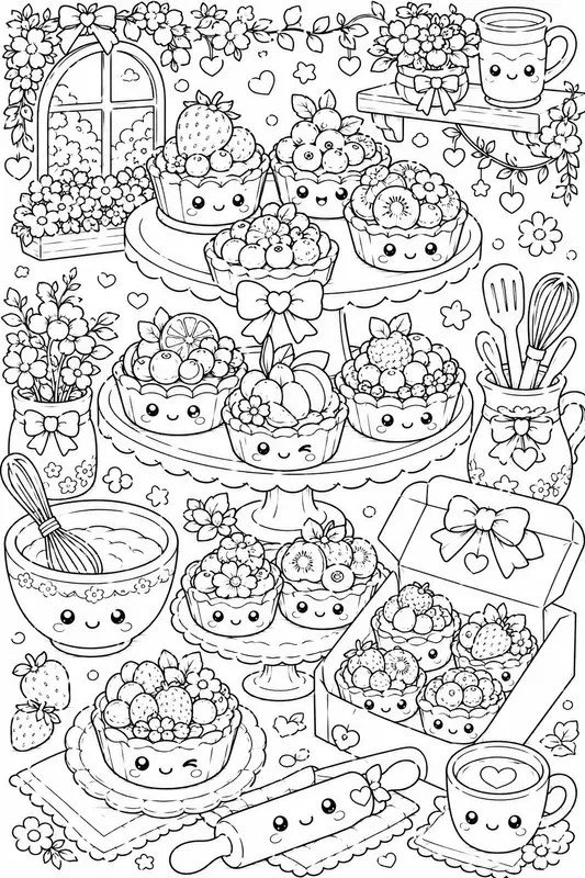 Kawaii Bakery Sweets Coloring