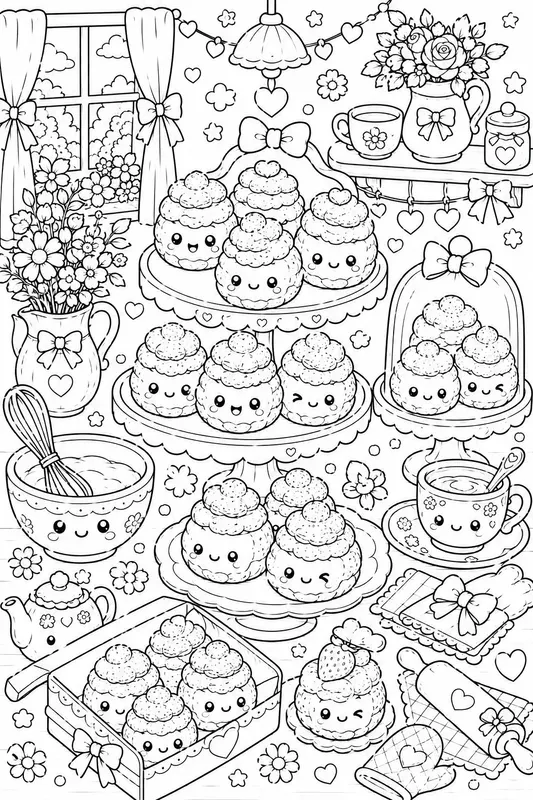 Kawaii Bakery Sweets Coloring