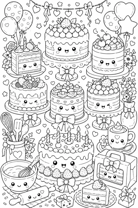 Kawaii Bakery Sweets Coloring