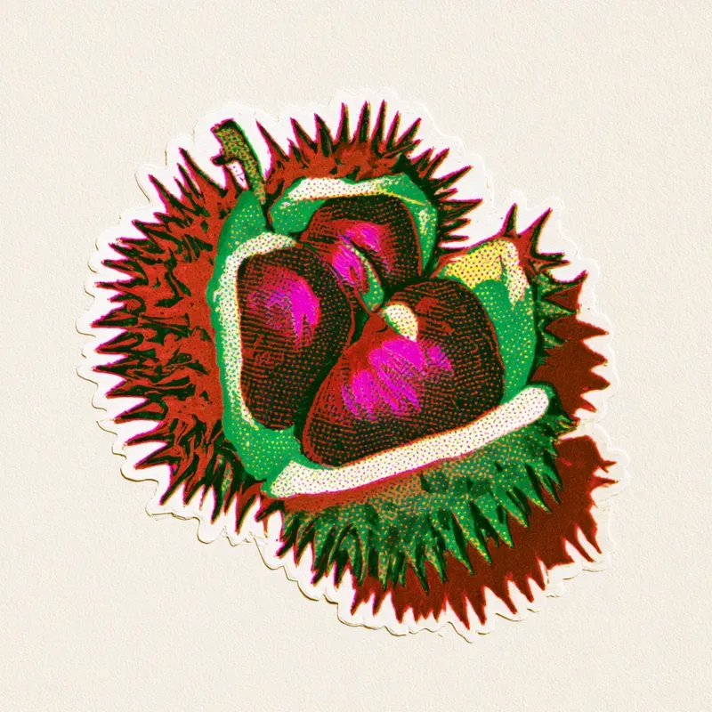 Retro Risograph Autumn Fruit Stickers