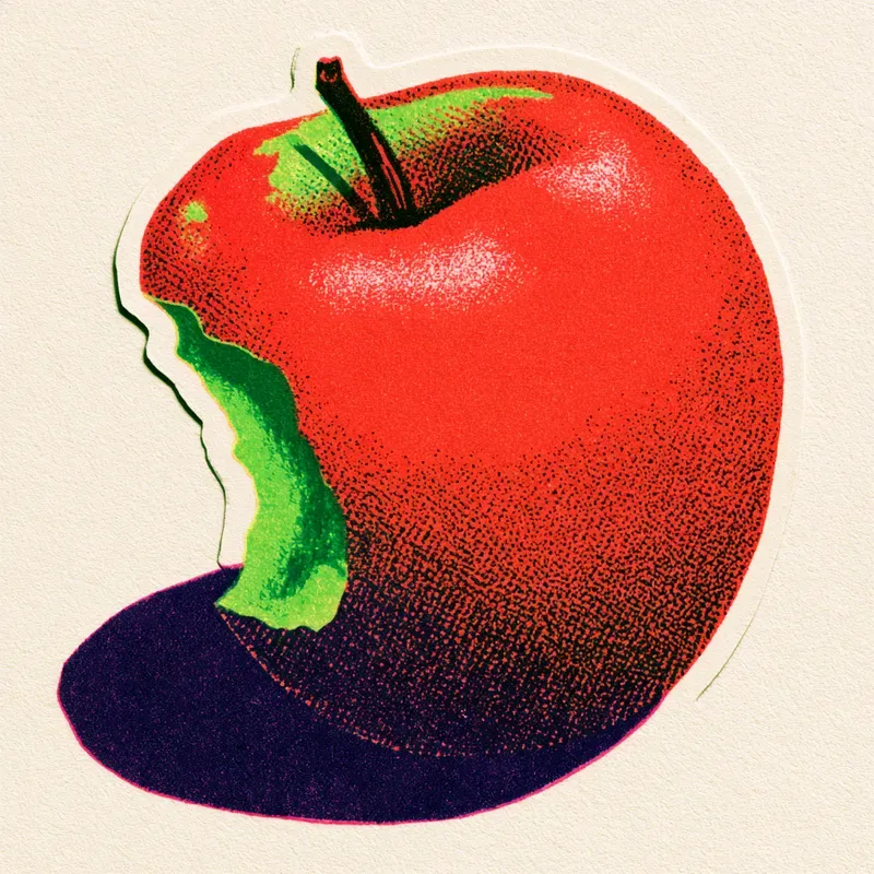 Retro Risograph Autumn Fruit Stickers