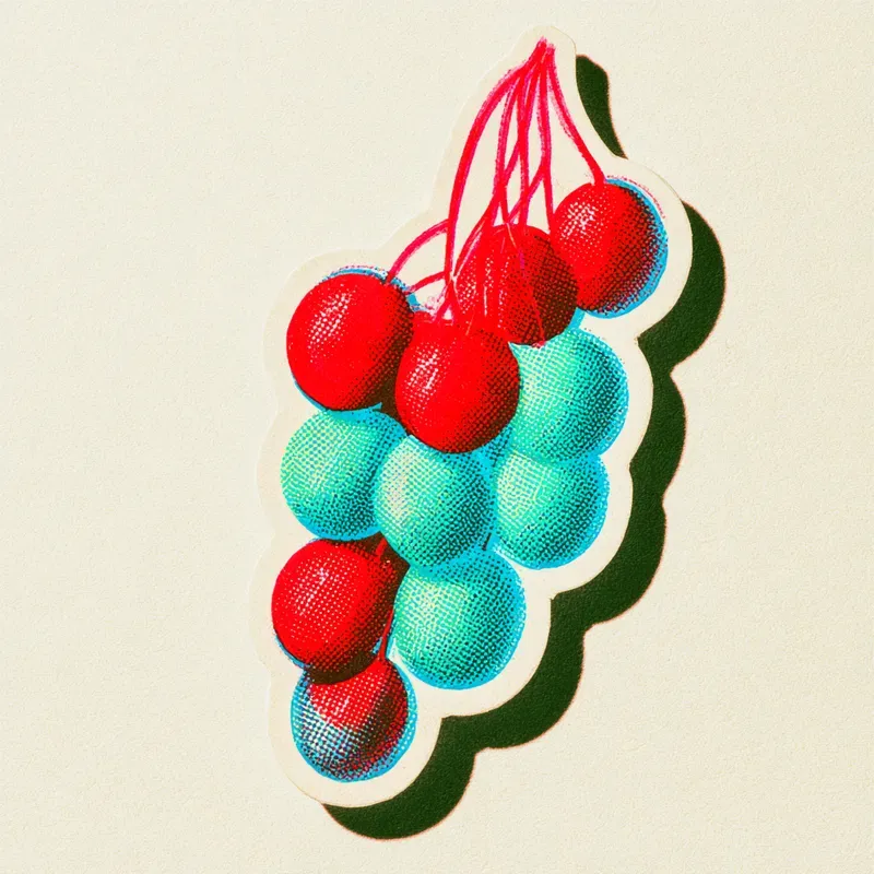 Retro Risograph Autumn Fruit Stickers