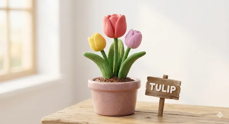 3D Clay Flowers With Custom Nameplates