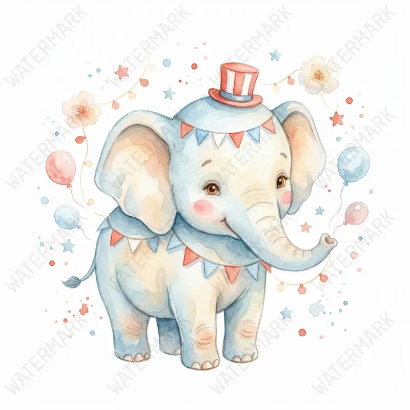 Circus Watercolor Art Nursery Clipart