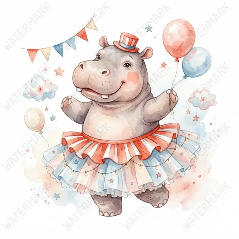 Circus Watercolor Art Nursery Clipart