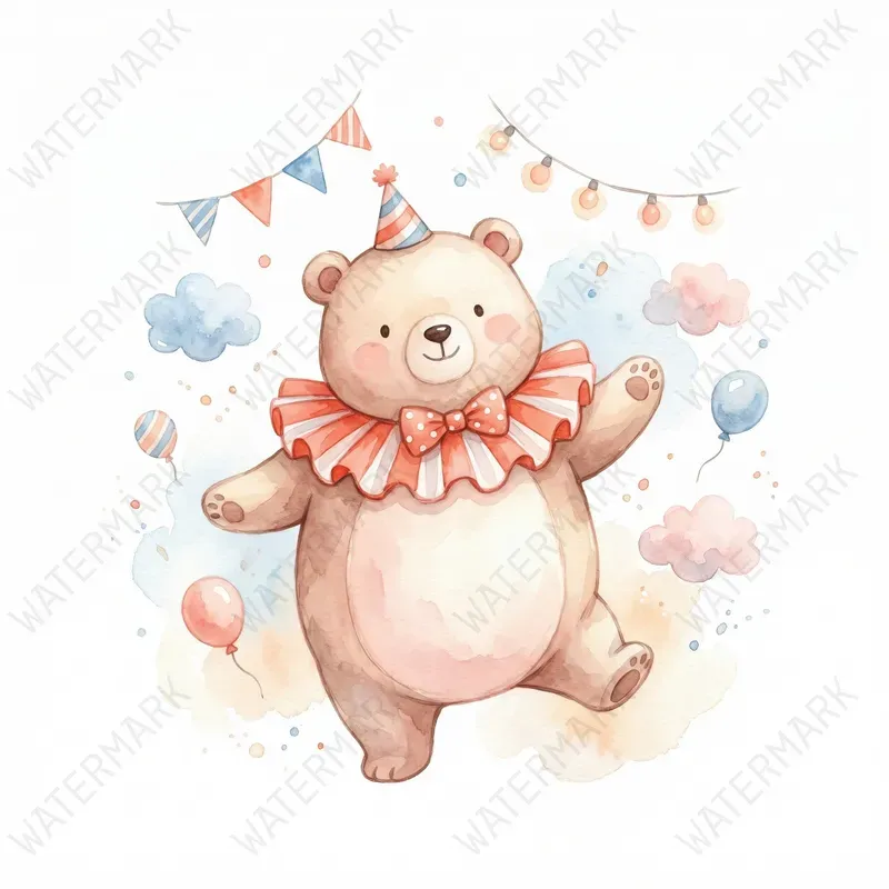 Circus Watercolor Art Nursery Clipart
