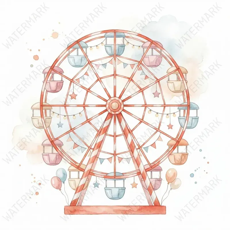 Circus Watercolor Art Nursery Clipart