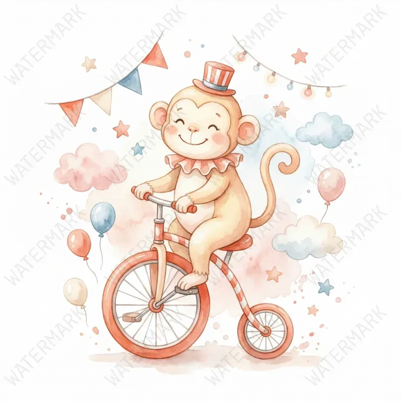 Circus Watercolor Art Nursery Clipart