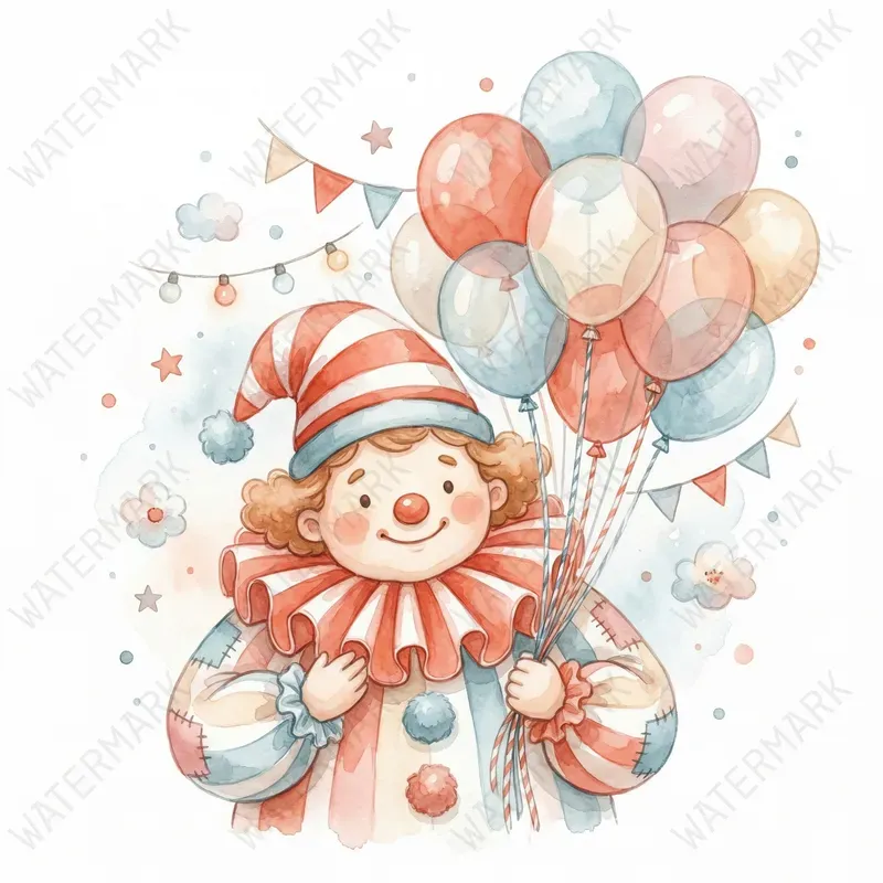 Circus Watercolor Art Nursery Clipart
