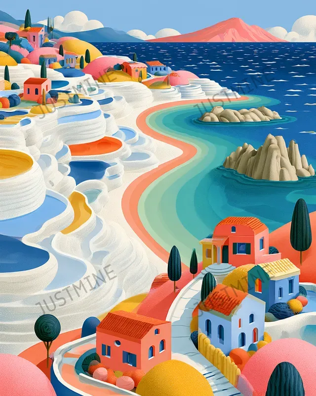 Colorful Seaside Mediterranean Wall Art