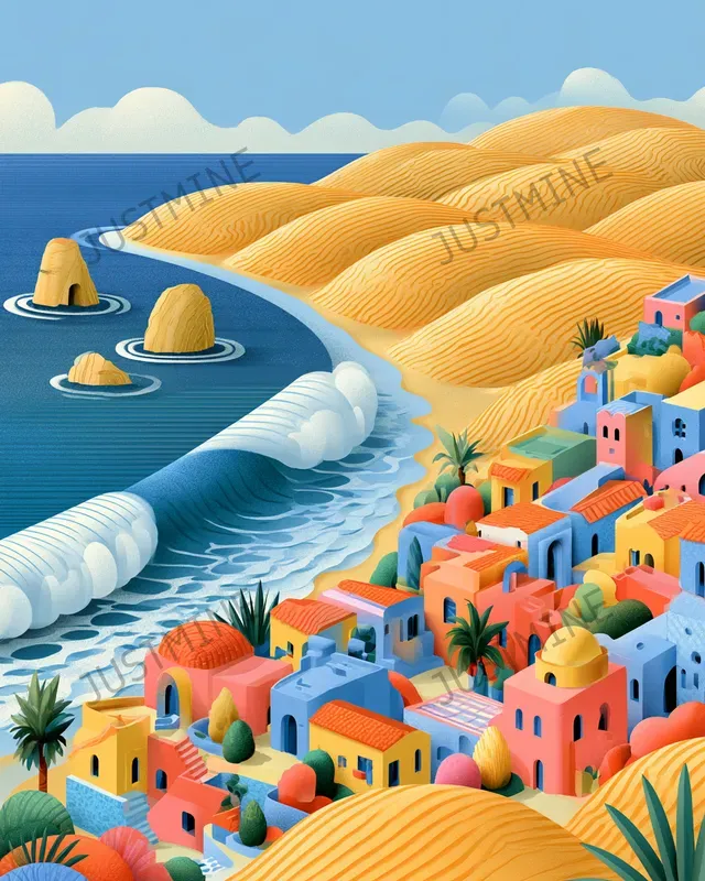 Colorful Seaside Mediterranean Wall Art