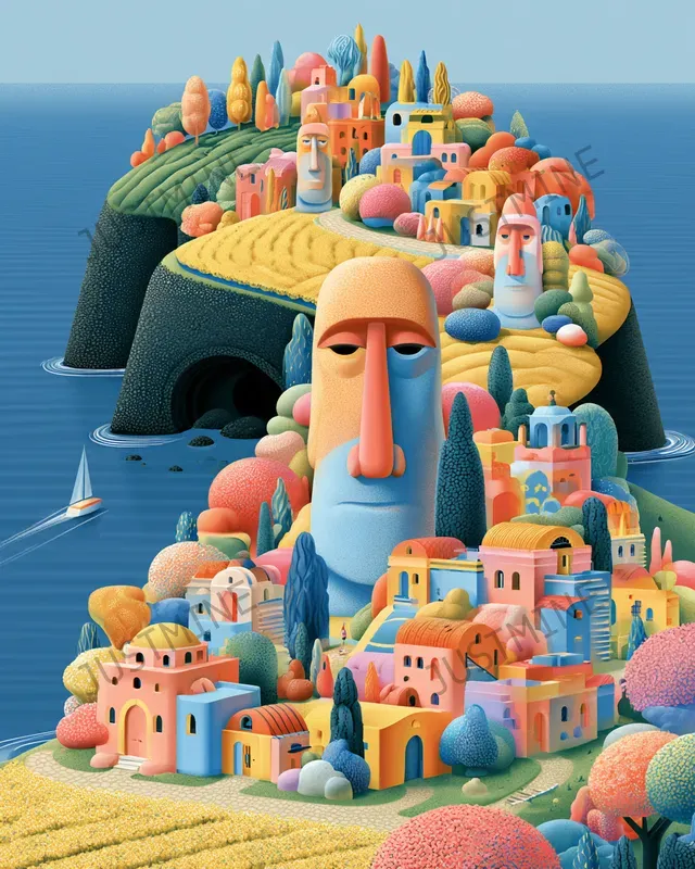 Colorful Seaside Mediterranean Wall Art