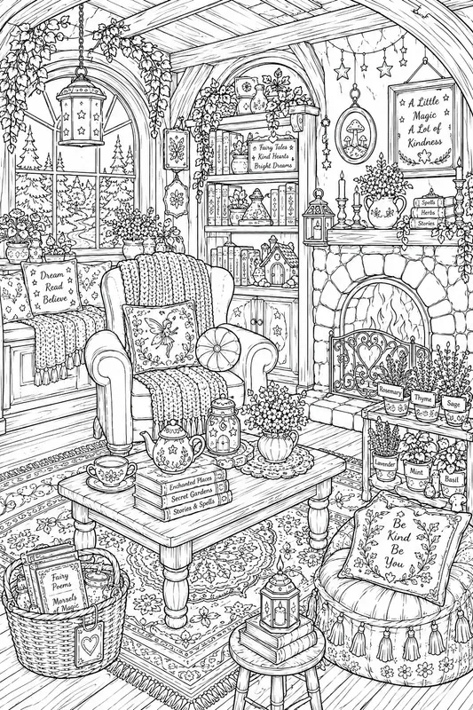 Printable Cozy Home Line Art