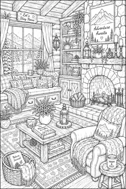 Printable Cozy Home Line Art