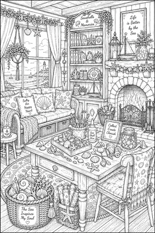 Printable Cozy Home Line Art